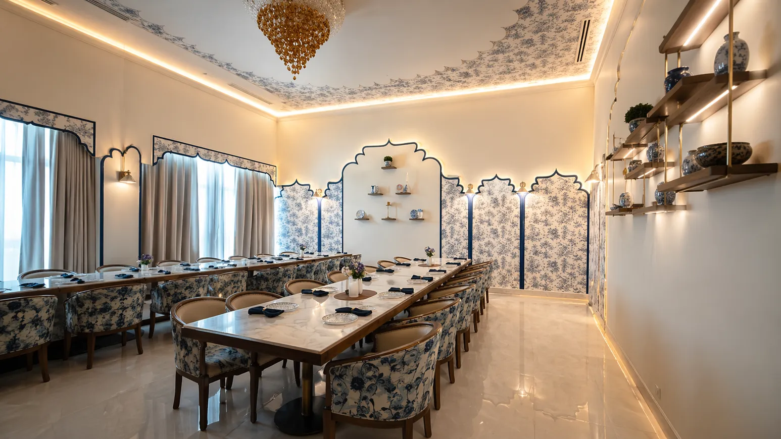 Ghazal Fine-Dine Restaurant luxury Indian fine dining interior in Tamarack Edmonton Alberta
